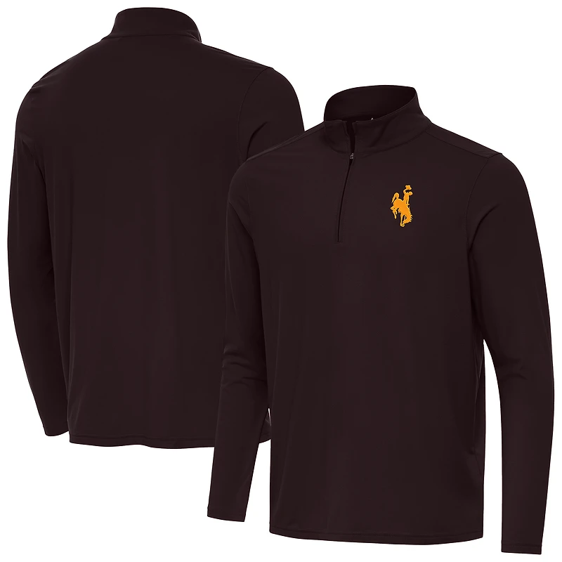 Men's Antigua Brown Wyoming Cowboys Intent Quarter-Zip Top
