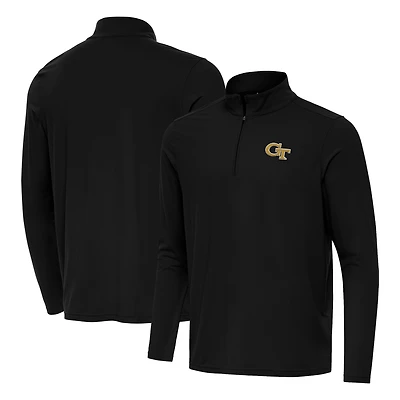 Men's Antigua  Black Georgia Tech Yellow Jackets Intent Quarter-Zip Top