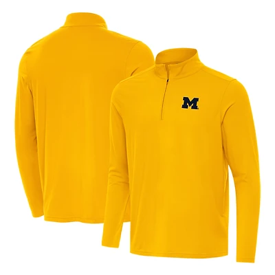 Men's Antigua  Gold Michigan Wolverines Intent Quarter-Zip Top