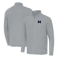 Men's Antigua  Gray Michigan Wolverines Intent Quarter-Zip Top