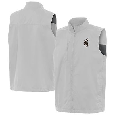 Men's Antigua  Heather Gray Wyoming Cowboys Brisk Full-Zip Vest