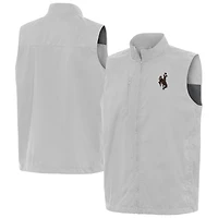 Men's Antigua  Heather Gray Wyoming Cowboys Brisk Full-Zip Vest