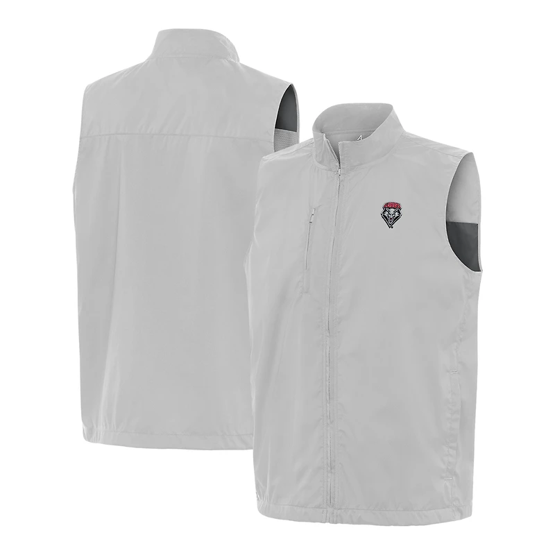 Men's Antigua  Gray New Mexico Lobos Brisk Full-Zip Vest