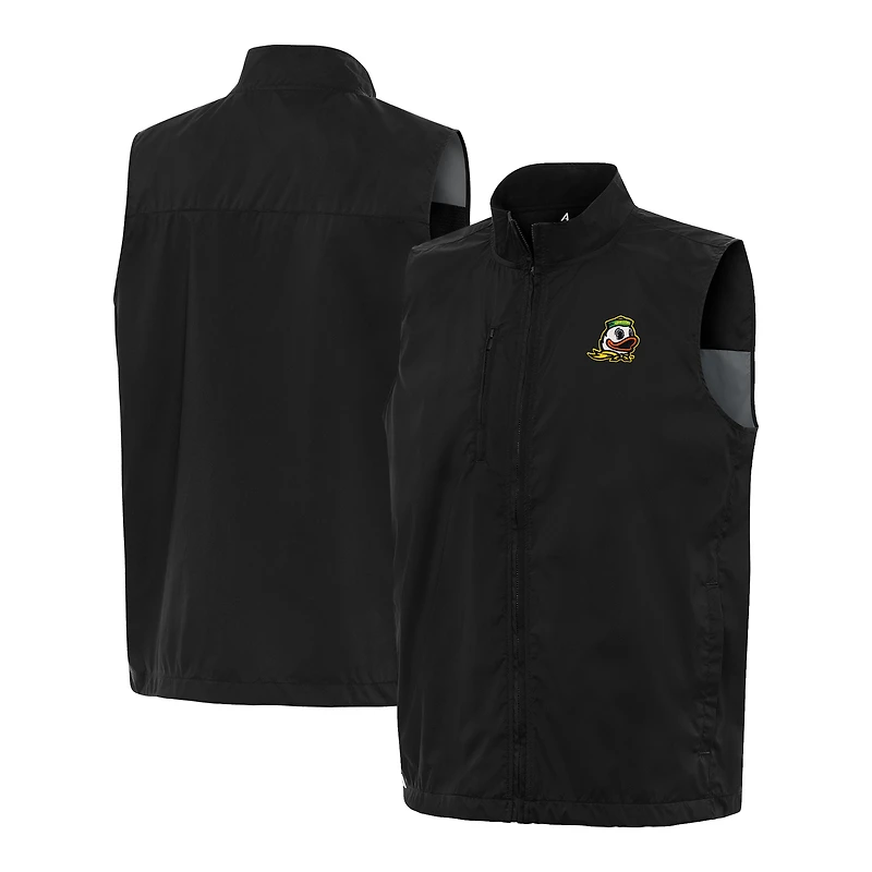 Men's Antigua  Black Oregon Ducks Brisk Full-Zip Vest