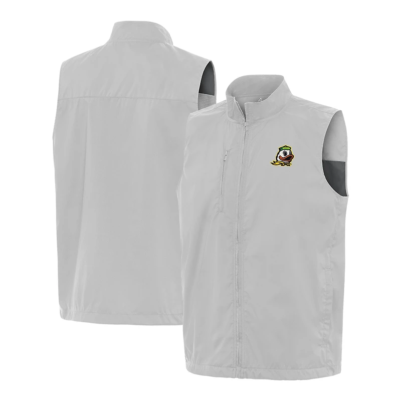 Men's Antigua  Gray Oregon Ducks Brisk Full-Zip Vest