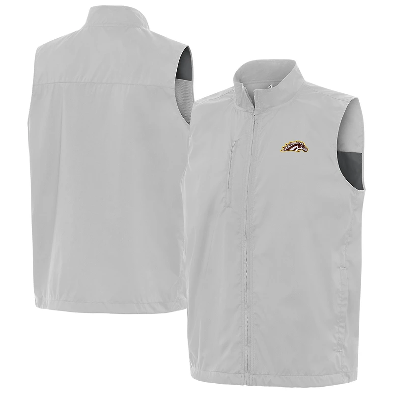 Men's Antigua  Heather Gray Western Michigan Broncos Brisk Full-Zip Vest