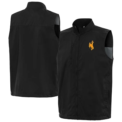Men's Antigua  Black Wyoming Cowboys Brisk Full-Zip Vest