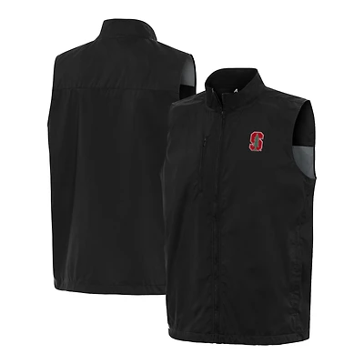 Men's Antigua  Black Stanford Cardinal Brisk Full-Zip Vest