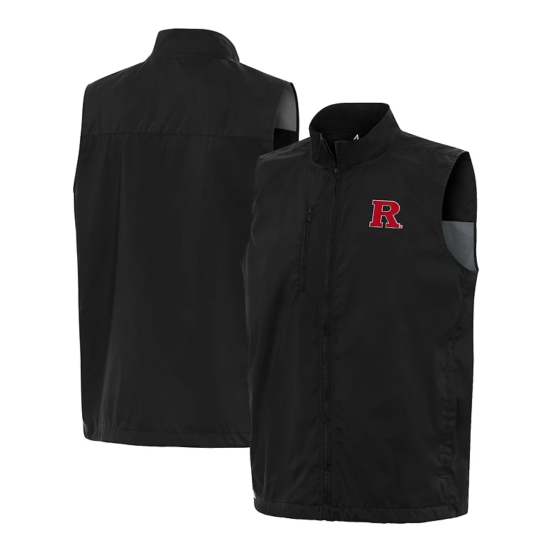Men's Antigua  Black Rutgers Scarlet Knights Brisk Full-Zip Vest