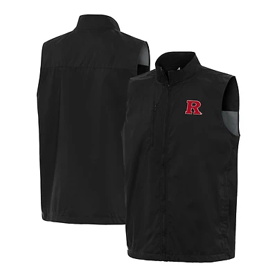 Men's Antigua  Black Rutgers Scarlet Knights Brisk Full-Zip Vest