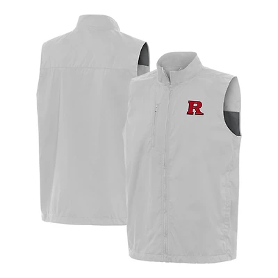 Men's Antigua  Heather Gray Rutgers Scarlet Knights Brisk Full-Zip Vest