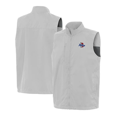 Men's Antigua  Gray Tulsa Golden Hurricane Brisk Full-Zip Vest