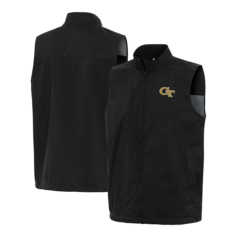 Men's Antigua  Black Georgia Tech Yellow Jackets Brisk Full-Zip Vest