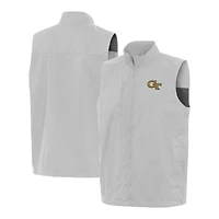 Men's Antigua  Heather Gray Georgia Tech Yellow Jackets Brisk Full-Zip Vest
