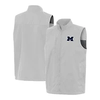 Men's Antigua  Heather Gray Michigan Wolverines Brisk Full-Zip Vest