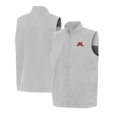 Men's Antigua  Heather Gray Minnesota Golden Gophers Brisk Full-Zip Vest