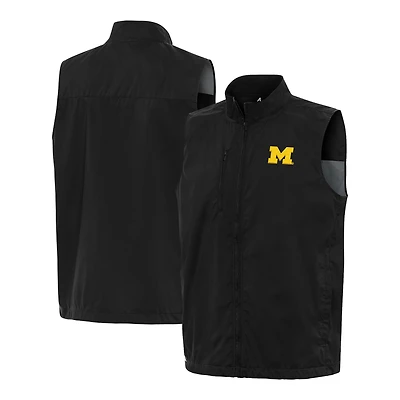 Men's Antigua  Black Michigan Wolverines Brisk Full-Zip Vest