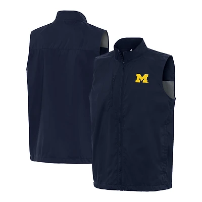 Men's Antigua  Navy Michigan Wolverines Brisk Full-Zip Vest