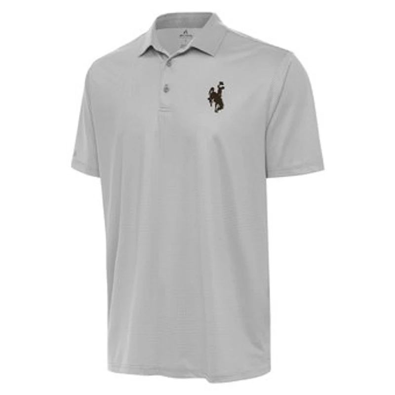 Men's Antigua White/Gray Wyoming Cowboys Rings Polo