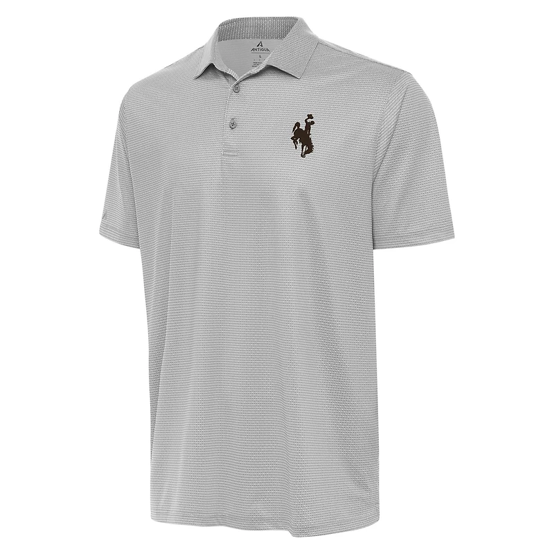 Men's Antigua White/Gray Wyoming Cowboys Rings Polo