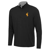 Men's Antigua  Black Wyoming Cowboys Content Quarter-Zip Pullover Top