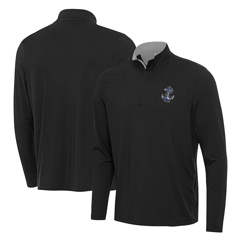 Men's Antigua Heather Gray Navy Midshipmen Quarter-Zip Pullover Top