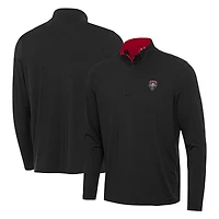 Men's Antigua Black/Cherry New Mexico Lobos Content Quarter-Zip Pullover Top