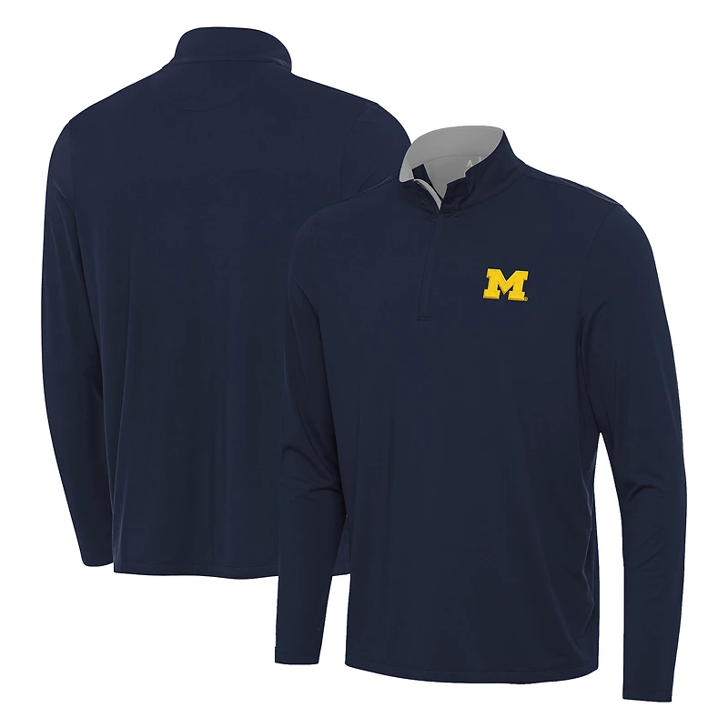 Men's Antigua Navy Michigan Wolverines Content Quarter-Zip Pullover Top