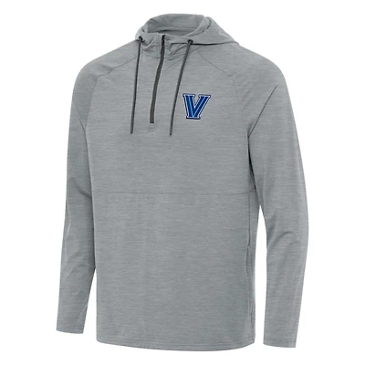 Men's Antigua Heather Gray Villanova Wildcats Spikes Quarter-Zip Hoodie