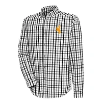 Men's Antigua Black Wyoming Cowboys Tending 2 Woven Tri-Blend Long Sleeve Button-Down Shirt