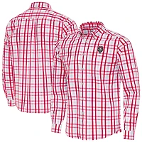 Men's Antigua Cherry New Mexico Lobos Tending 2 Tri-Blend Long Sleeve Button-Down Shirt
