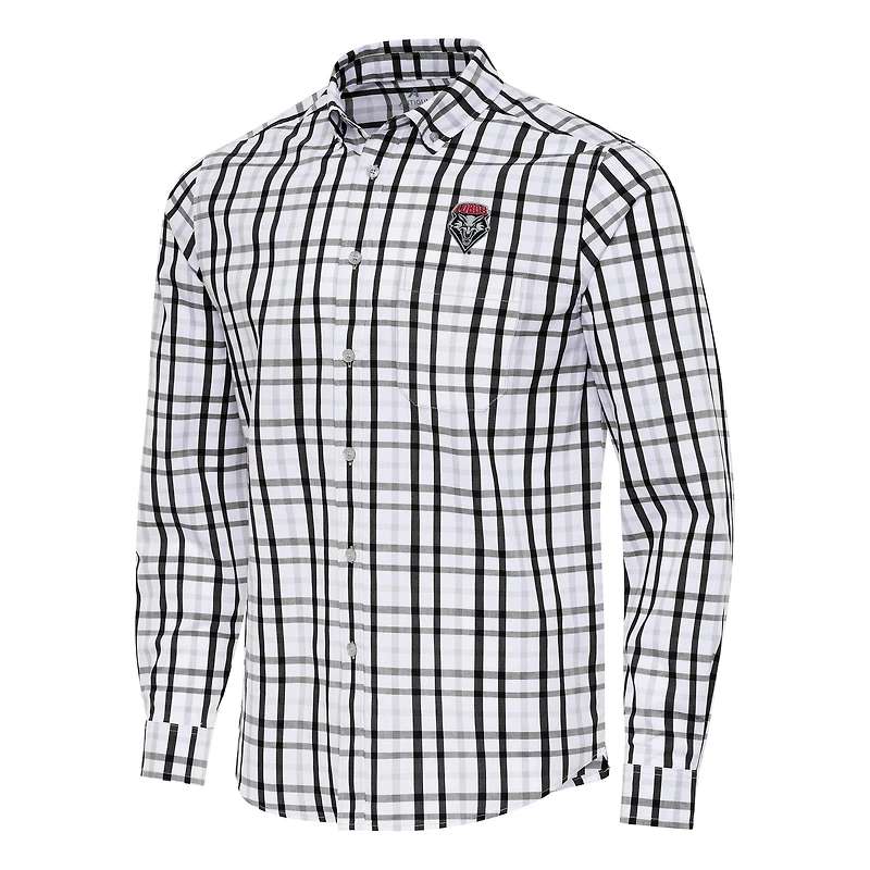 Men's Antigua Black New Mexico Lobos Tending 2 Tri-Blend Long Sleeve Button-Down Shirt