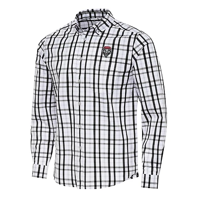 Men's Antigua Black New Mexico Lobos Tending 2 Tri-Blend Long Sleeve Button-Down Shirt