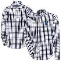Men's Antigua Navy Villanova Wildcats Tending 2 Tri-Blend Long Sleeve Button-Down Shirt