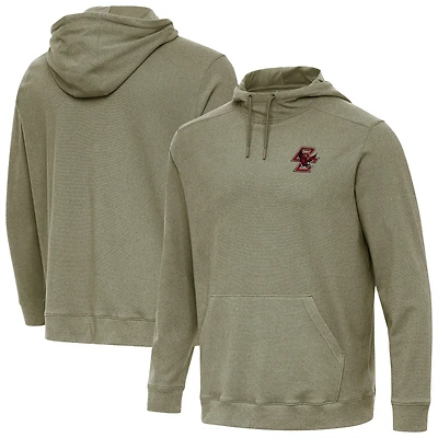 Men's Antigua Heather Olive Boston College Eagles Cloud Pullover Hoodie
