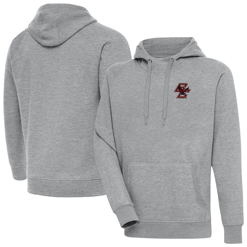 Men's Antigua Heather Gray Boston College Eagles Big & Tall Victory Pullover Hoodie