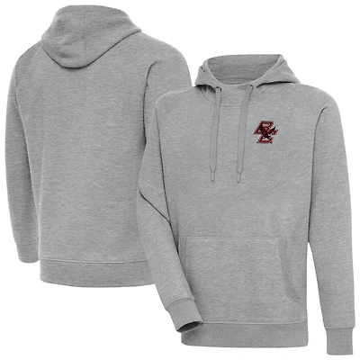 Men's Antigua Heather Gray Boston College Eagles Big & Tall Victory Pullover Hoodie