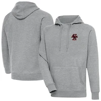 Men's Antigua Heather Gray Boston College Eagles Big & Tall Victory Pullover Hoodie