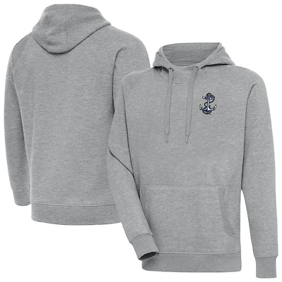 Men's Antigua Heather Gray Navy Midshipmen Big & Tall Victory Pullover Hoodie