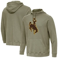 Men's Antigua Heather Olive Wyoming Cowboys Cloud Pullover Hoodie