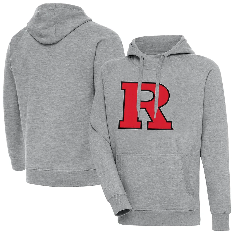 Men's Antigua Heather Gray Rutgers Scarlet Knights Big & Tall Victory Pullover Hoodie