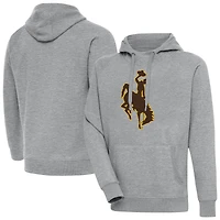Men's Antigua Heather Gray Wyoming Cowboys Big & Tall Victory Pullover Hoodie