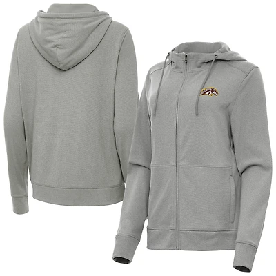 Women's Antigua  Heather Gray Western Michigan Broncos Seeker Full-Zip Hoodie Jacket