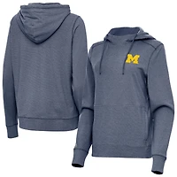 Women's Antigua  Heather Navy Michigan Wolverines Justice Pullover Hoodie