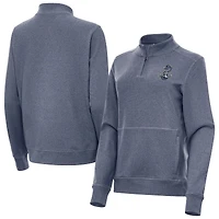 Women's Antigua  Heather Navy Navy Midshipmen Crush Quarter-Zip Jacket