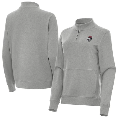 Women's Antigua  Heather Gray New Mexico Lobos Crush Quarter-Zip Jacket