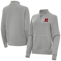 Women's Antigua  Heather Gray Rutgers Scarlet Knights Crush Quarter-Zip Sweatshirt