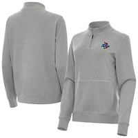 Women's Antigua  Heather Gray Tulsa Golden Hurricane Crush Quarter-Zip Sweatshirt