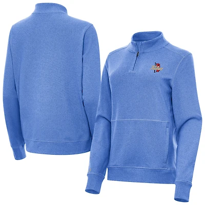 Women's Antigua  Heather Royal Tulsa Golden Hurricane Crush Quarter-Zip Sweatshirt