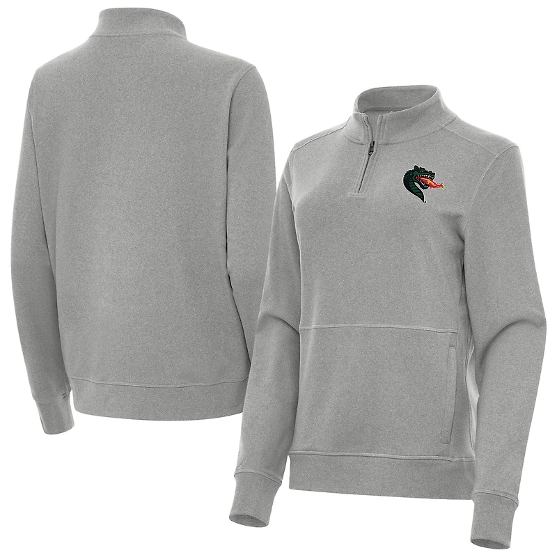 Women's Antigua  Heather Gray UAB Blazers Crush Quarter-Zip Jacket